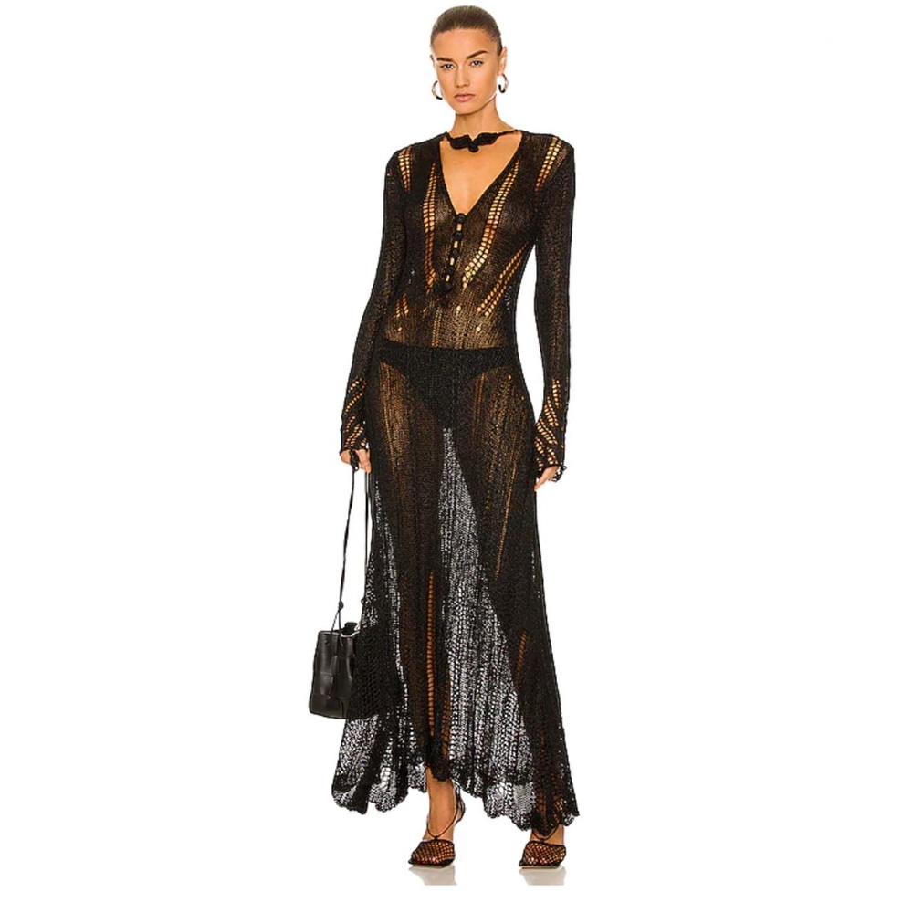 Norma Kamali Black Sheer Maxi Dress - Picture 1 of 11